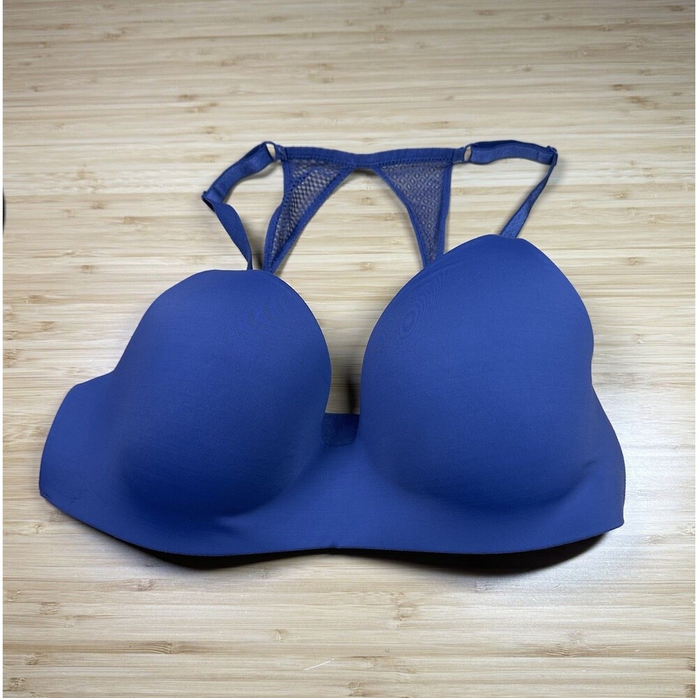 Victoria’s Secret 34D Bra T-Shirt Lightly Lined Wireless Racerback Padded Blue